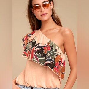 Free people Floral One-Shoulder Top